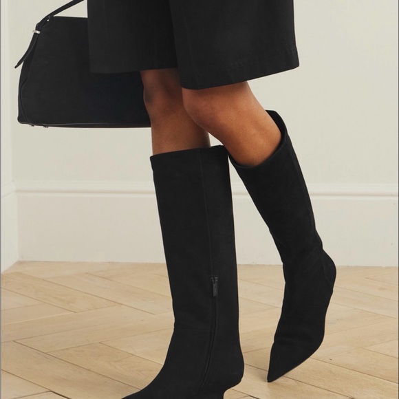 Toteme Shoes - TOTEME Sharp Suede Knee High Boot